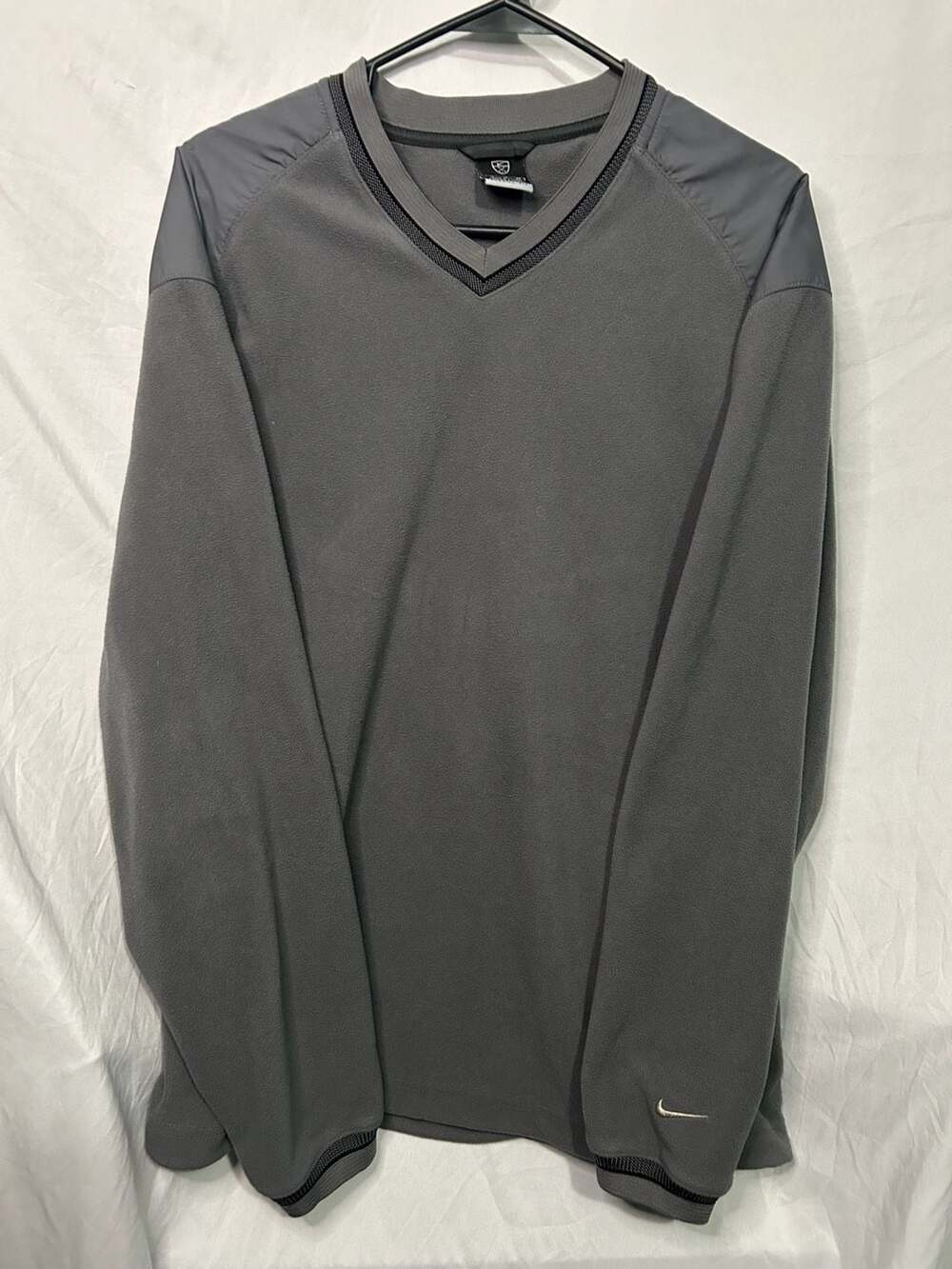 Vintage Nike Golf Therma-Fit Fleece V-Neck Pullover Sweater Gray Men's XL